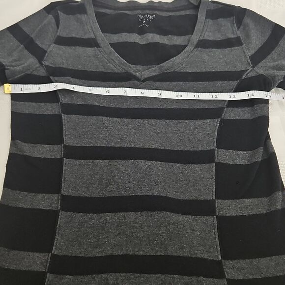 Calvin Klein Stripped Long Sleeves Cotton T-Shirt Medium Black/ Gray - Picture 8 of 16